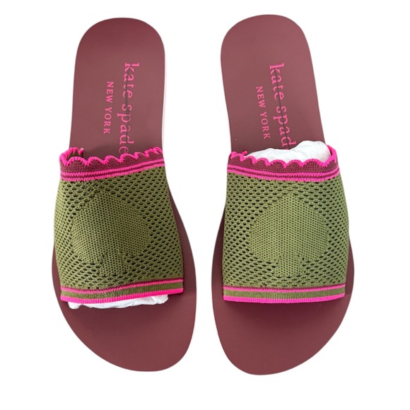 kate spade Shoes - Kate Spade Festival Olive and Pink Slide Sandals Size 10 NIB
